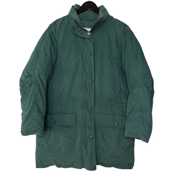 Vintage LL Bean Goose Down Puffer Parka Winter Coat Jacket Womens Medium Green - Picture 1 of 10
